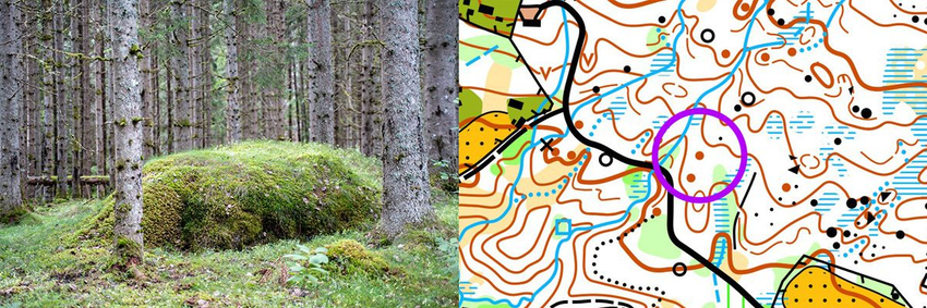 Liten kolle på foto og kartutsnitt